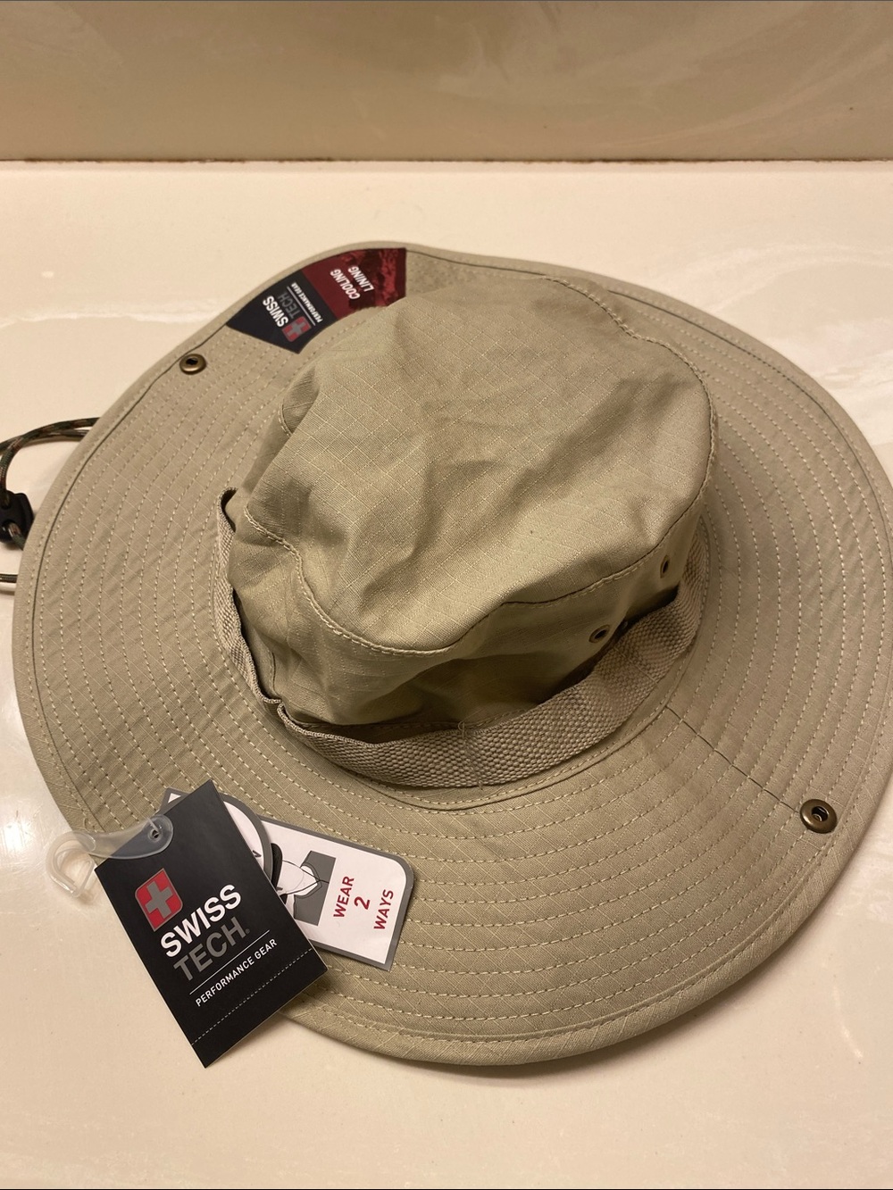 Swiss Tech Khaki Wide Brim Sun Hat